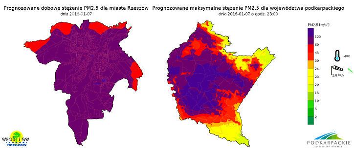 PM25 srednie dzisiaj Rzeszów podkarpacie